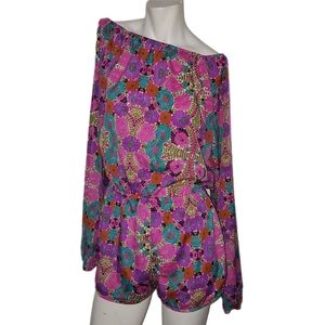 Show Me Your Mumu long sleeve 70s motif smocked romper